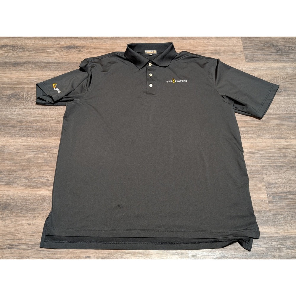 Peter Millar Summer Comfort Black The Players Golf Polo Shirt XL Optum Logo READ
